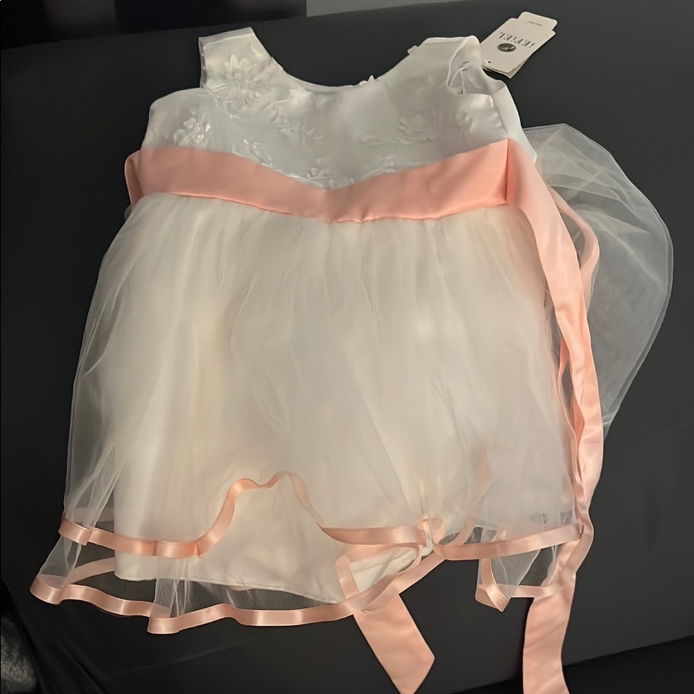 Elegant White and Pink Baby Dress